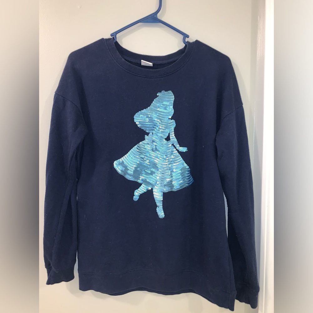 Alice in Wonderland Sequin Crew-Neck / Sweater - Navy, Light Blue 💙🐛